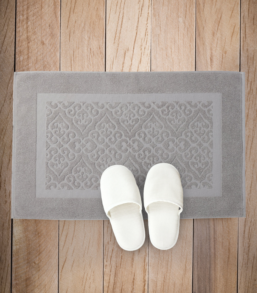 מגבת רצפה , דגם יסמין - אפור בהיר