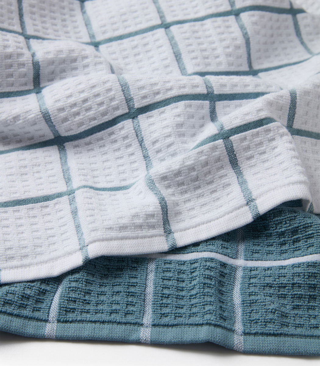 סט 3 מגבות מטבח, דגם תבל - כחול