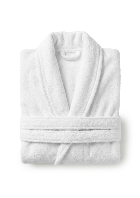 חלוק רחצה כותנה למבוגרים - לבן