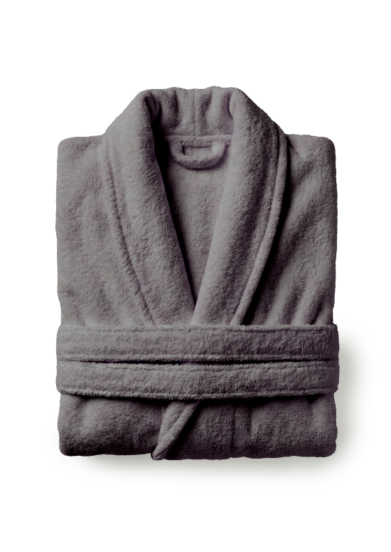 חלוק רחצה כותנה למבוגרים - אפור כהה
