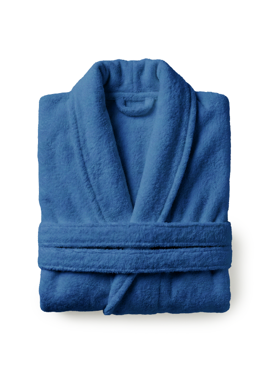 חלוק רחצה כותנה למבוגרים - כחול