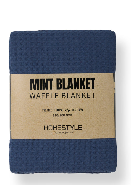 שמיכת קיץ פיקה, כותנה מנטה - כחול