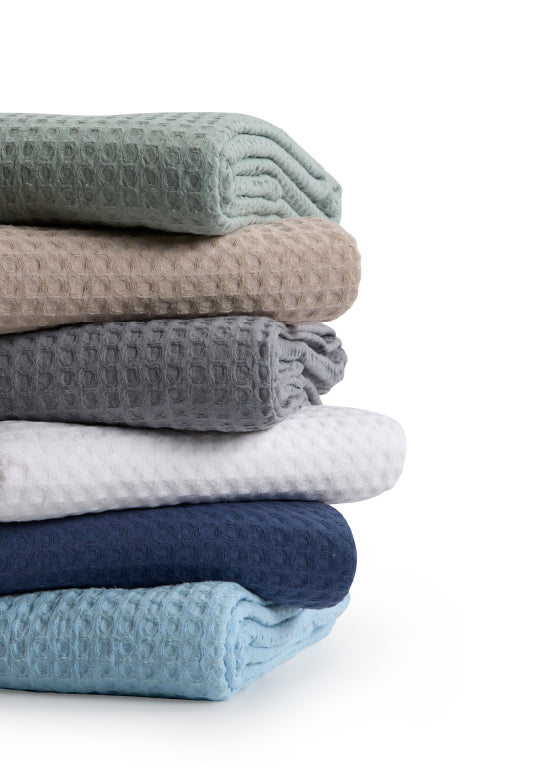 שמיכת קיץ פיקה, כותנה מנטה - לבן