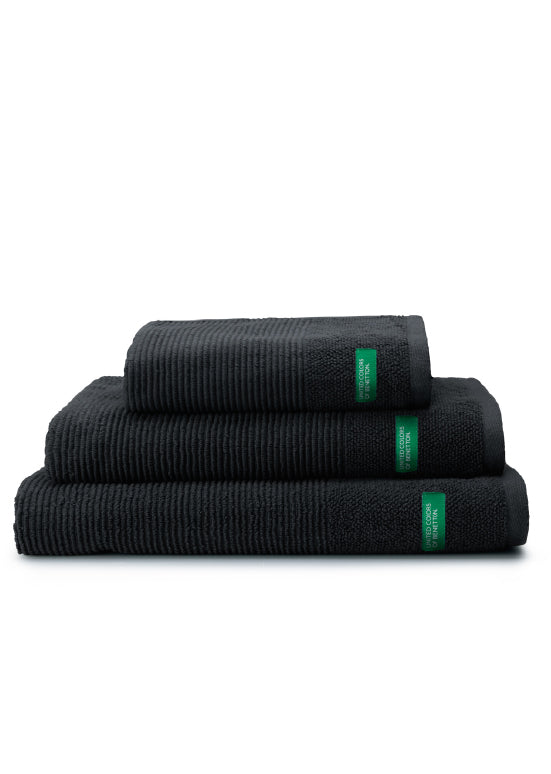 Benetton RIBS, מגבות כותנה פרימיום - שחור