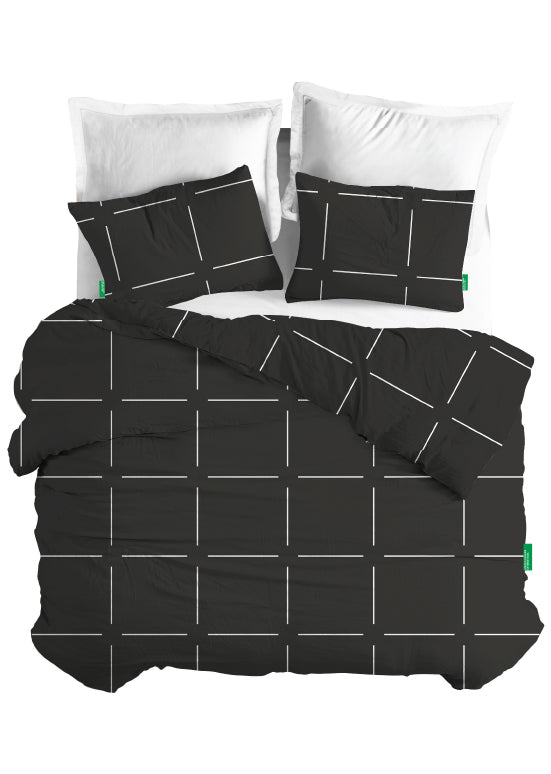 סט מצעי Benetton , ריבועים - שחור לבן