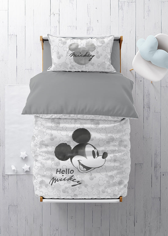 סט מצעי כותנה למיטת מעבר, הלו מיקי