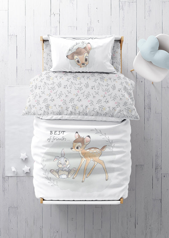 סט מצעי כותנה למיטת מעבר, במבי חבר טוב