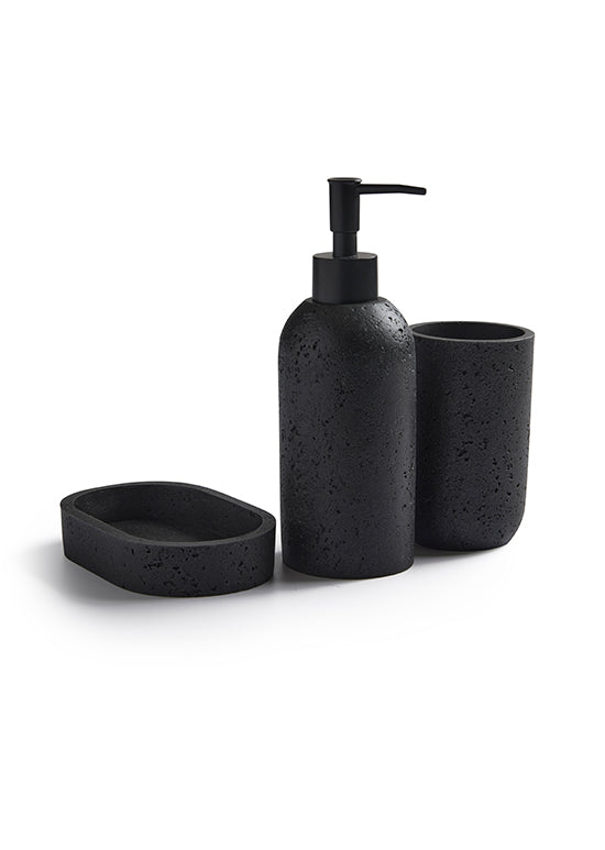 סט אקססוריז לאמבטיה, 3 חלקים- שחור