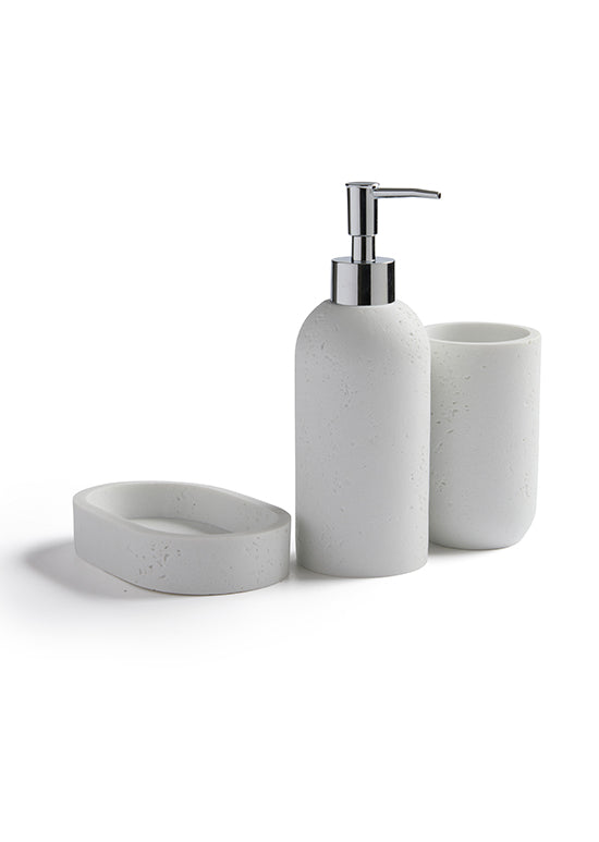 סט אקססוריז לאמבטיה, 3 חלקים- לבן