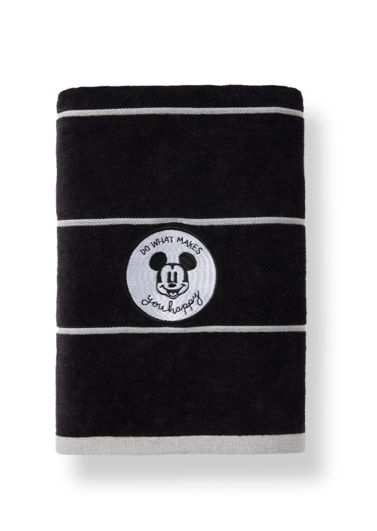 מגבת ילדים ג'קארד, מיקי פסים - שחור