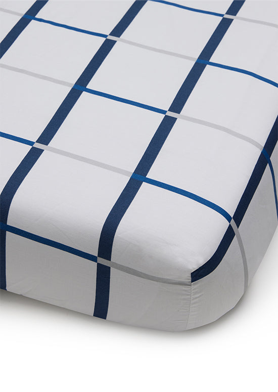 Benetton Grid Collection, מצעי כותנה משבצות - נייבי