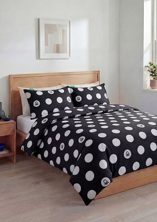 Benetton Pop-Art Dots Collection, סט כותנה נקודות לוגו - שחור