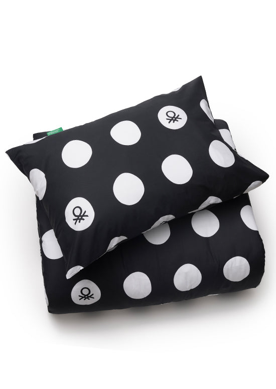 Benetton Pop-Art Dots Collection, סט כותנה נקודות לוגו - שחור
