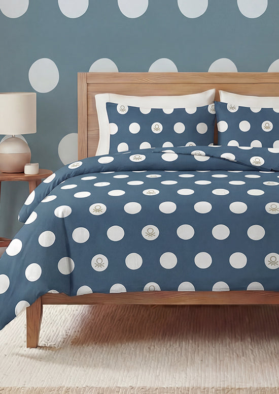 Benetton Pop-Art Dots Collection, סט כותנה נקודות לוגו - פטרול