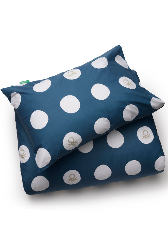 Benetton Pop-Art Dots Collection, סט כותנה נקודות לוגו - פטרול