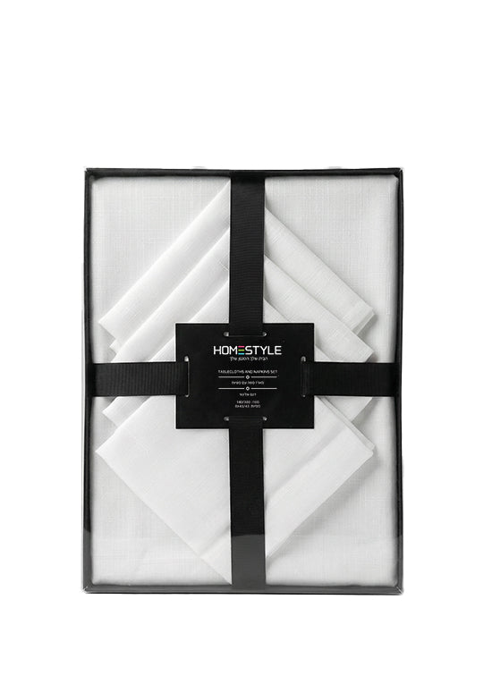 מארז מפת שולחן ומפיות, אלינור - זהב/אוליב