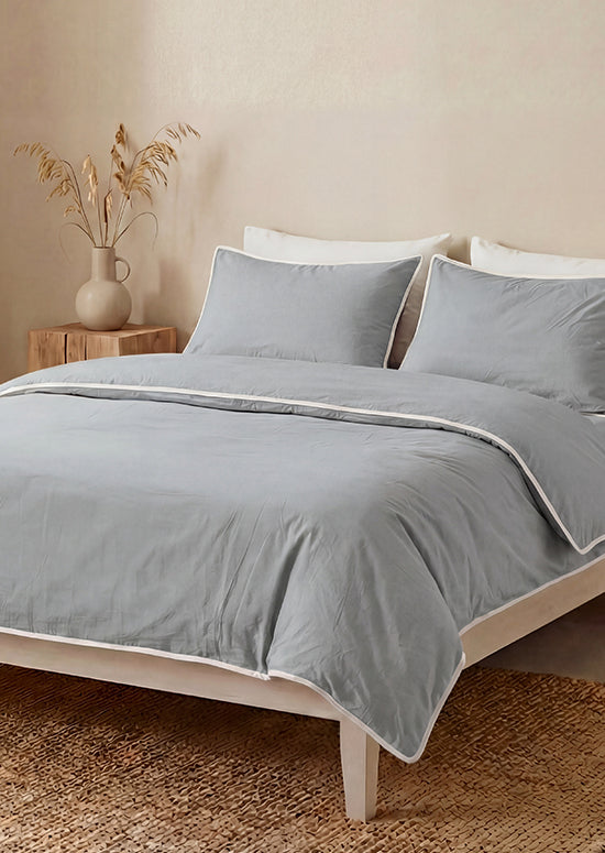 סט מצעי פרקל כותנה GALLER, עמנואל - אפור בהיר