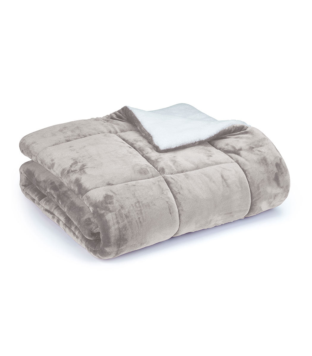 שמיכת חורף פרוותית ממולאת, דגם מורנו - אפור בהיר