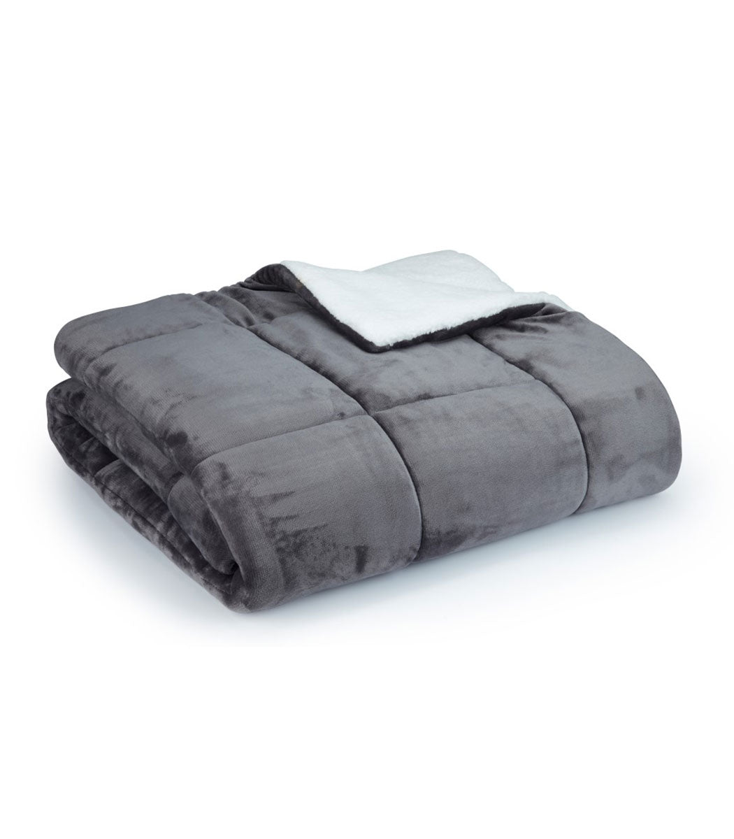 שמיכת חורף פרוותית ממולאת, דגם מורנו - אפור כהה