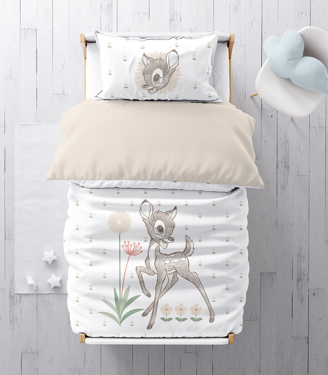 סט מצעי כותנה למיטת מעבר, במבי סקטץ