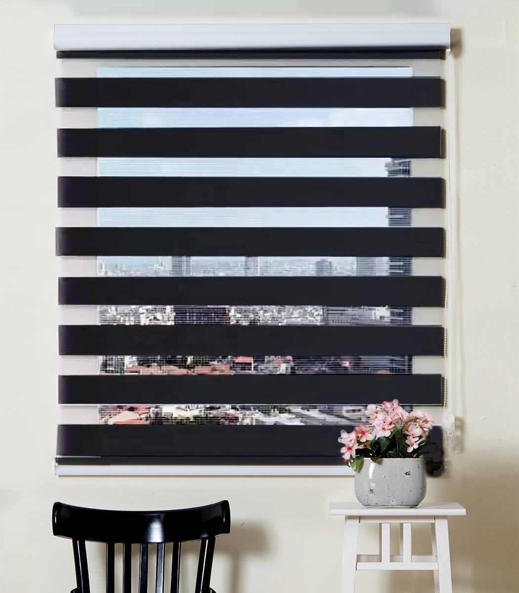 וילון זברה גלילה - שחור