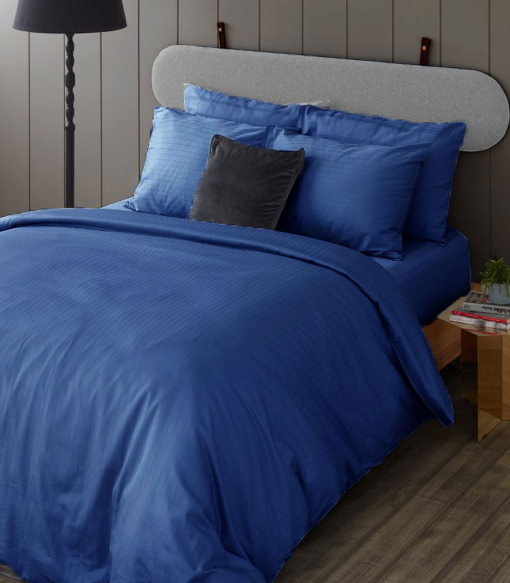 סט מצעי סאטן כותנה, דומיניק - כחול