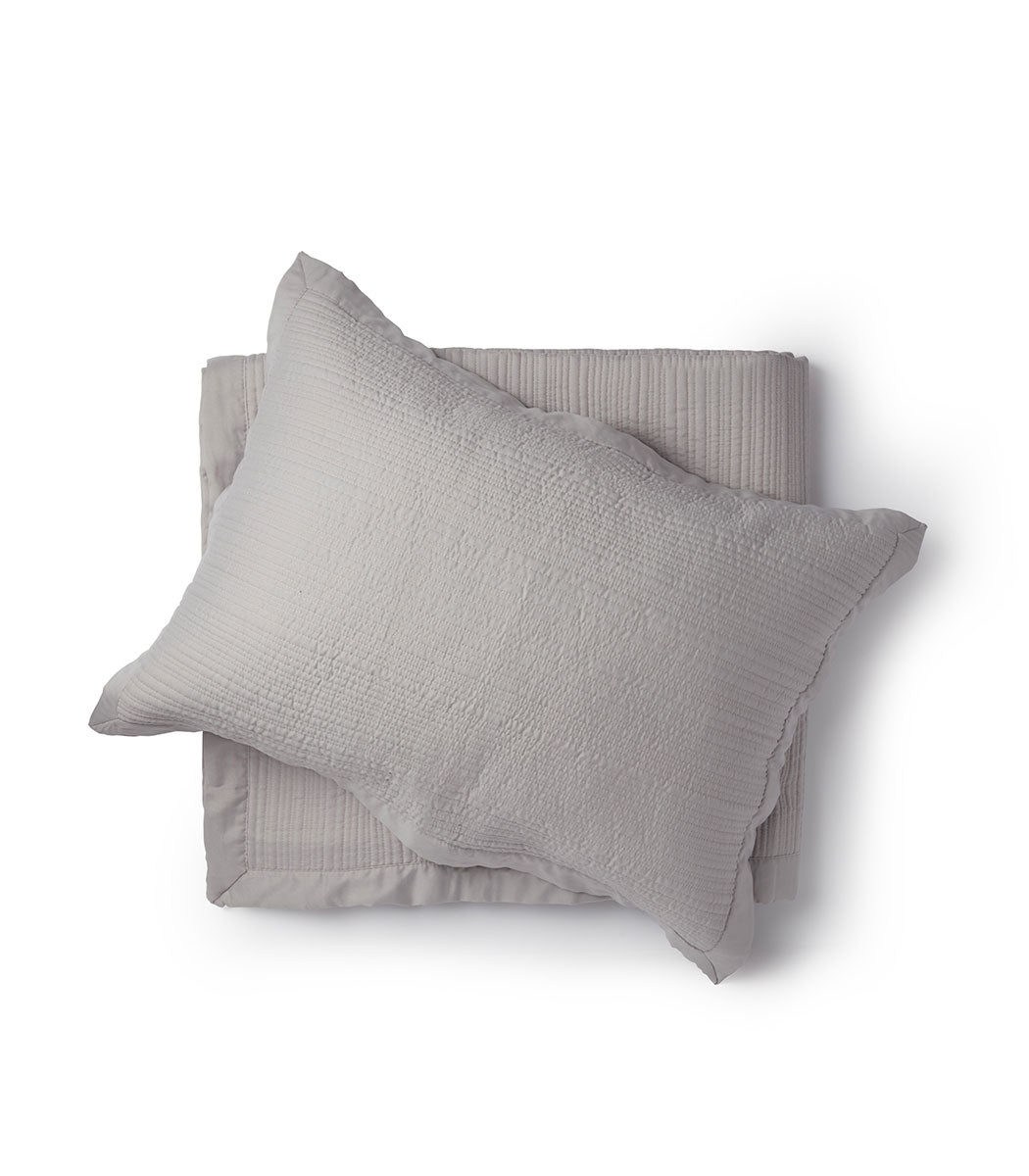 סט כיסוי מיטה וציפיות, עופרי - אפור