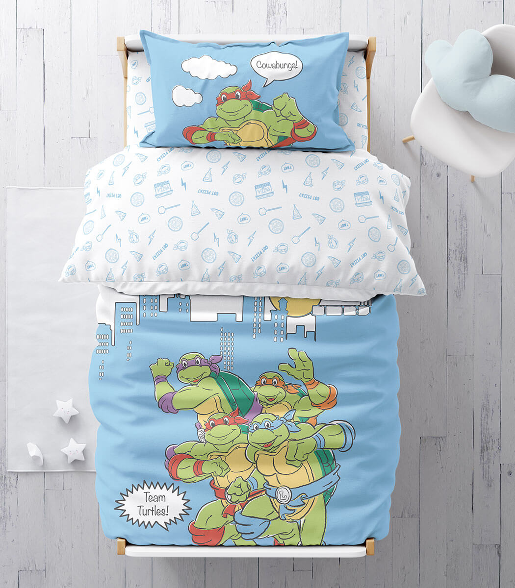 סט מצעי כותנה למיטת מעבר, צבי הנינג'ה ביט