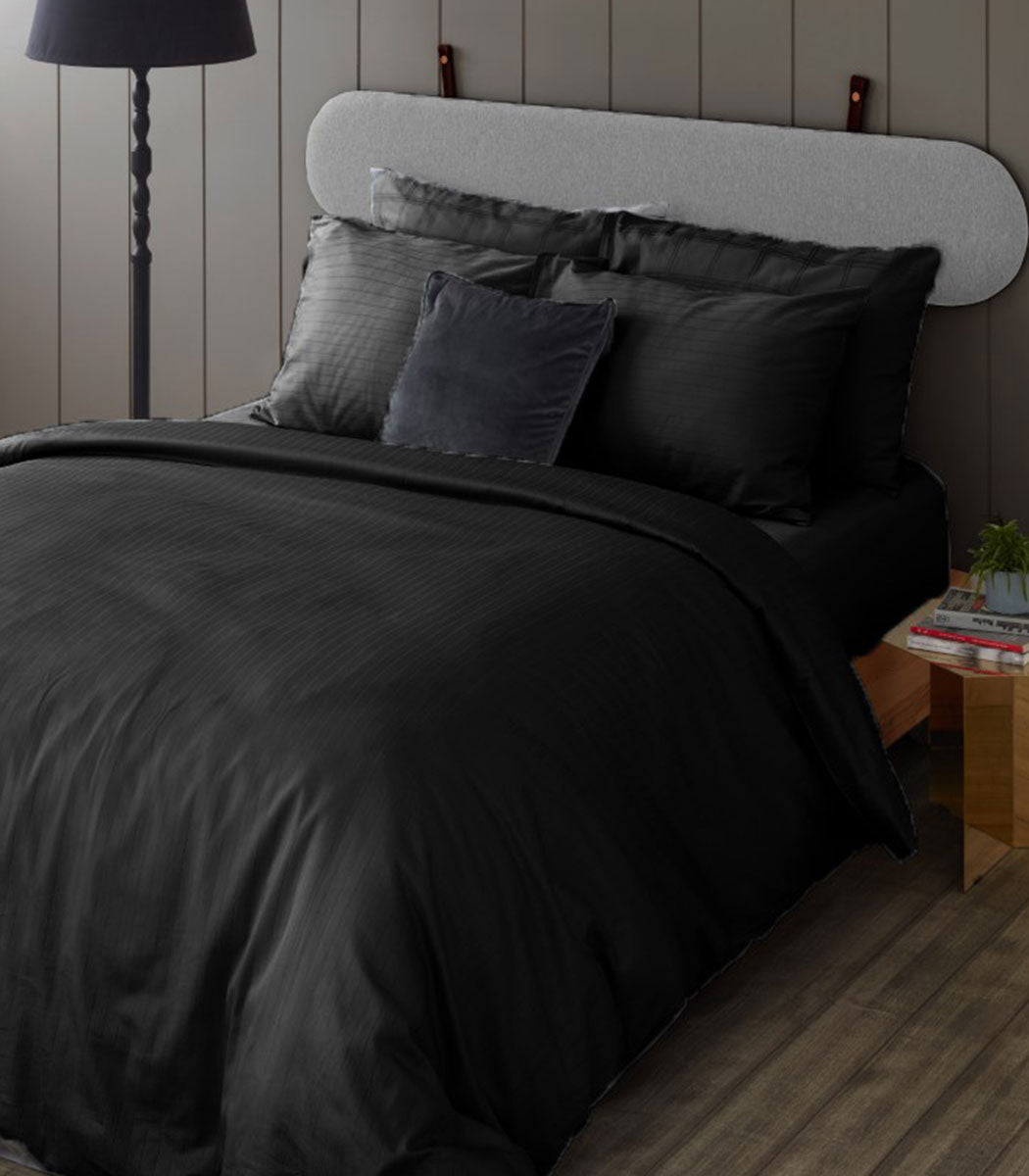 סט מצעי סאטן כותנה, דומיניק - שחור