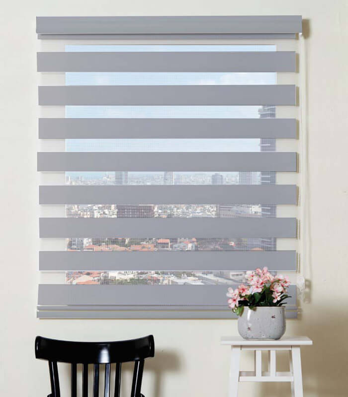 וילון זברה גלילה -אפור