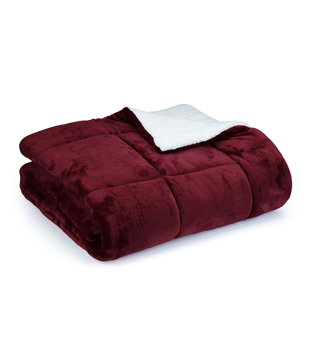 שמיכת חורף פרוותית ממולאת, דגם מורנו - בורדו