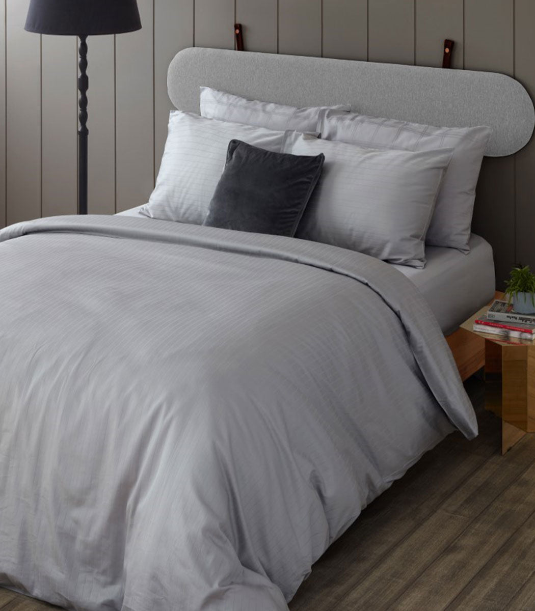 סט מצעי סאטן כותנה, דומיניק - אפור בהיר