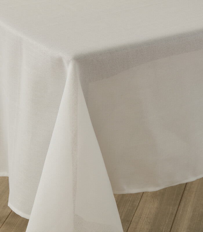 מפת שולחן דמוי פשתן, תמיר - לבן