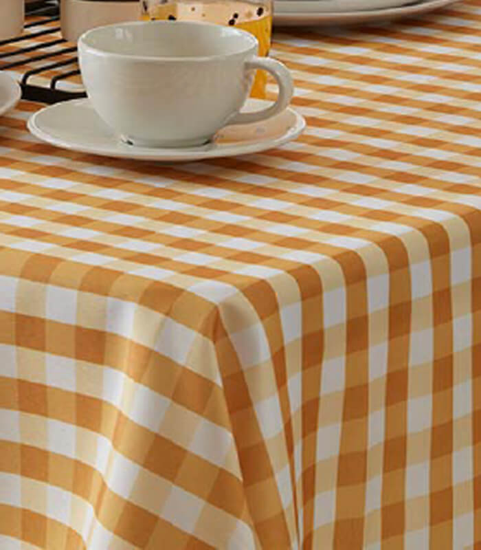 מפת שולחן משובצת, בופאלו - חרדל