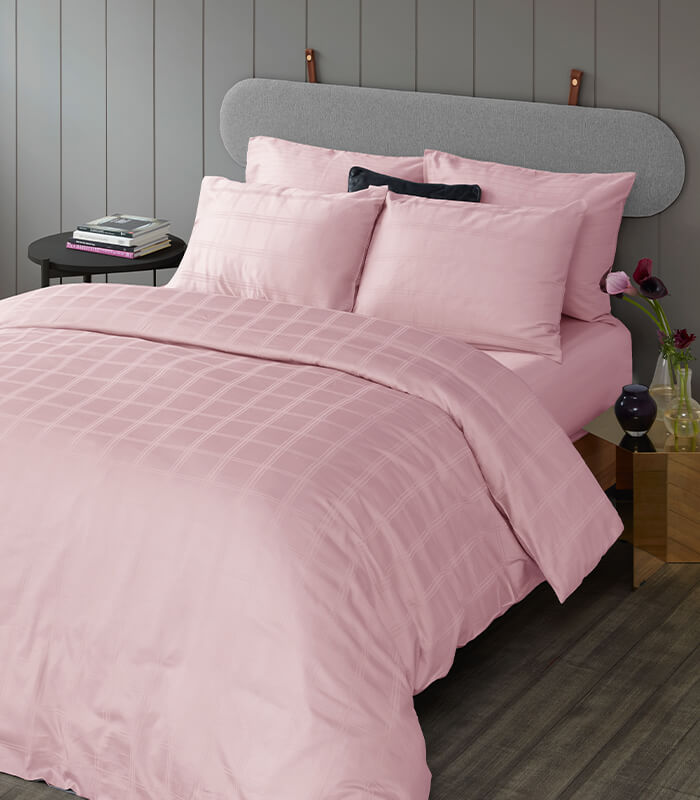 סט מצעי סאטן כותנה, קריסטין - ורוד