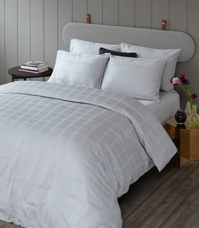 סט מצעי סאטן כותנה, קריסטין - אפור בהיר