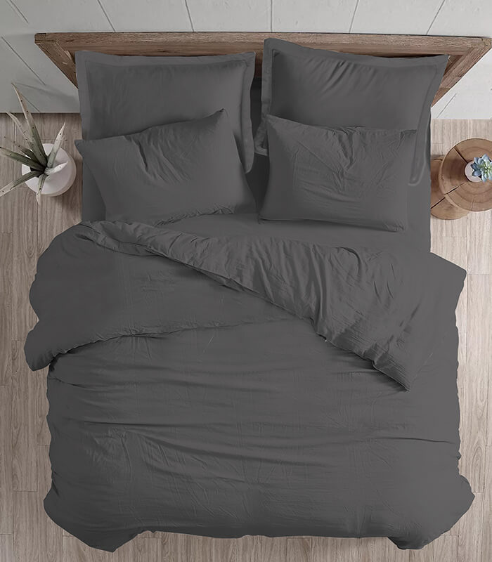 ציפה כותנה חלקה Mix&Match אפור כהה -