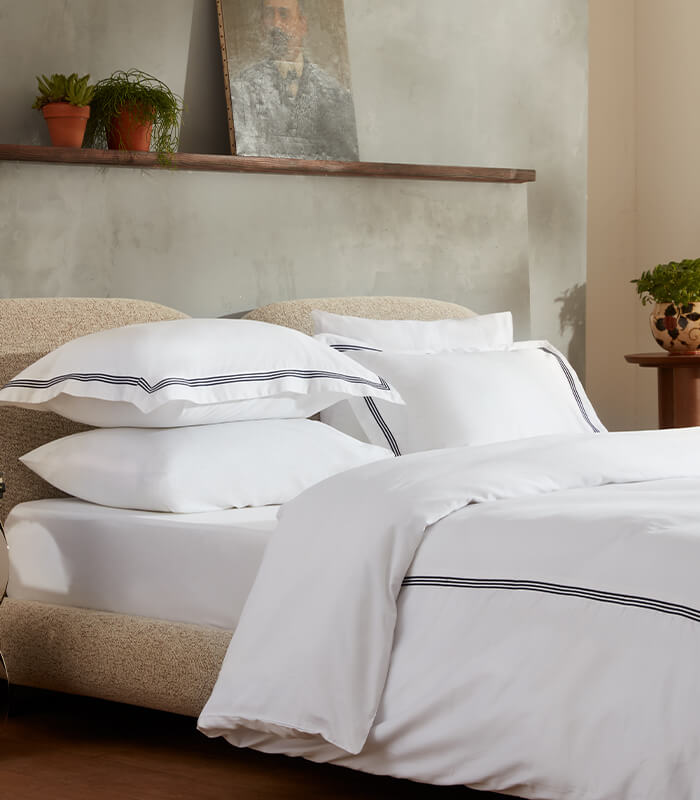 סט מצעי סאטן, כותנה מצרית, אדוניס - כחול כהה