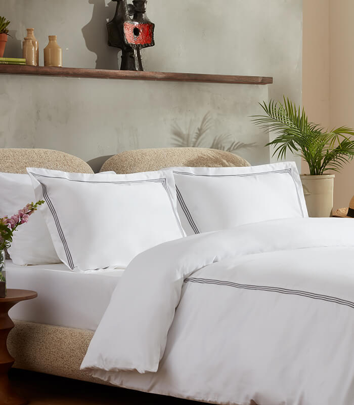 סט מצעי סאטן, כותנה מצרית, אדוניס - כסוף