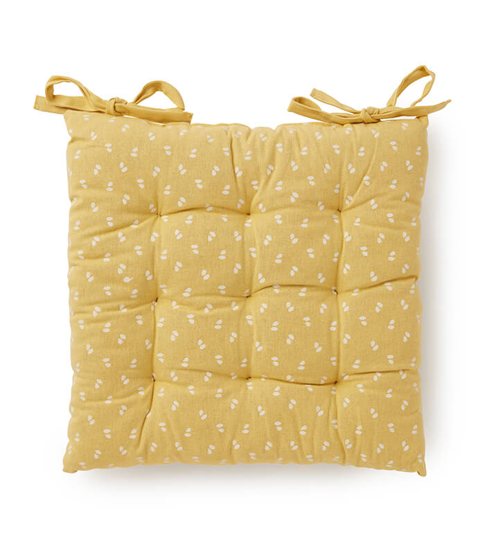 כרית מושב מודפסת, דגם טום - חרדל