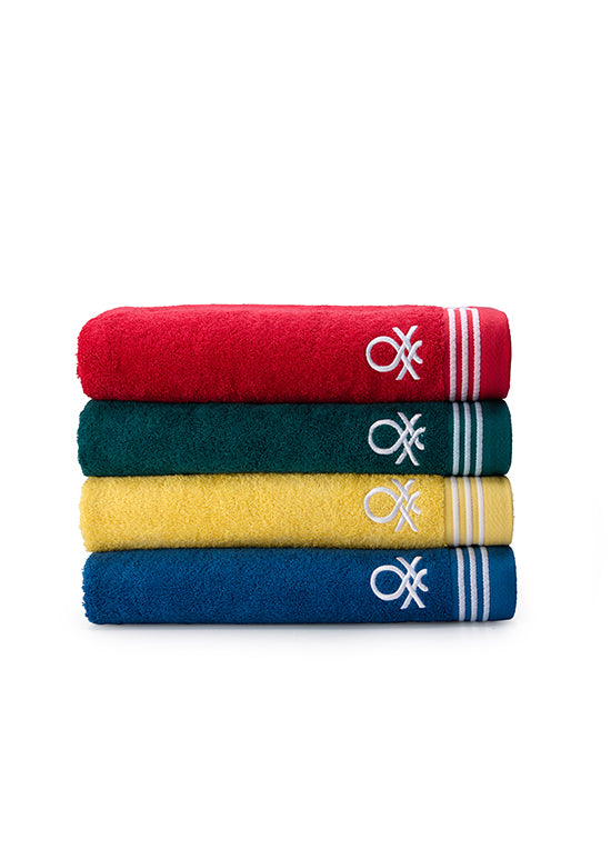 סדרת Classic Benetton , מגבות חלקות עם רקמת לוגו אלגנטית - כחול