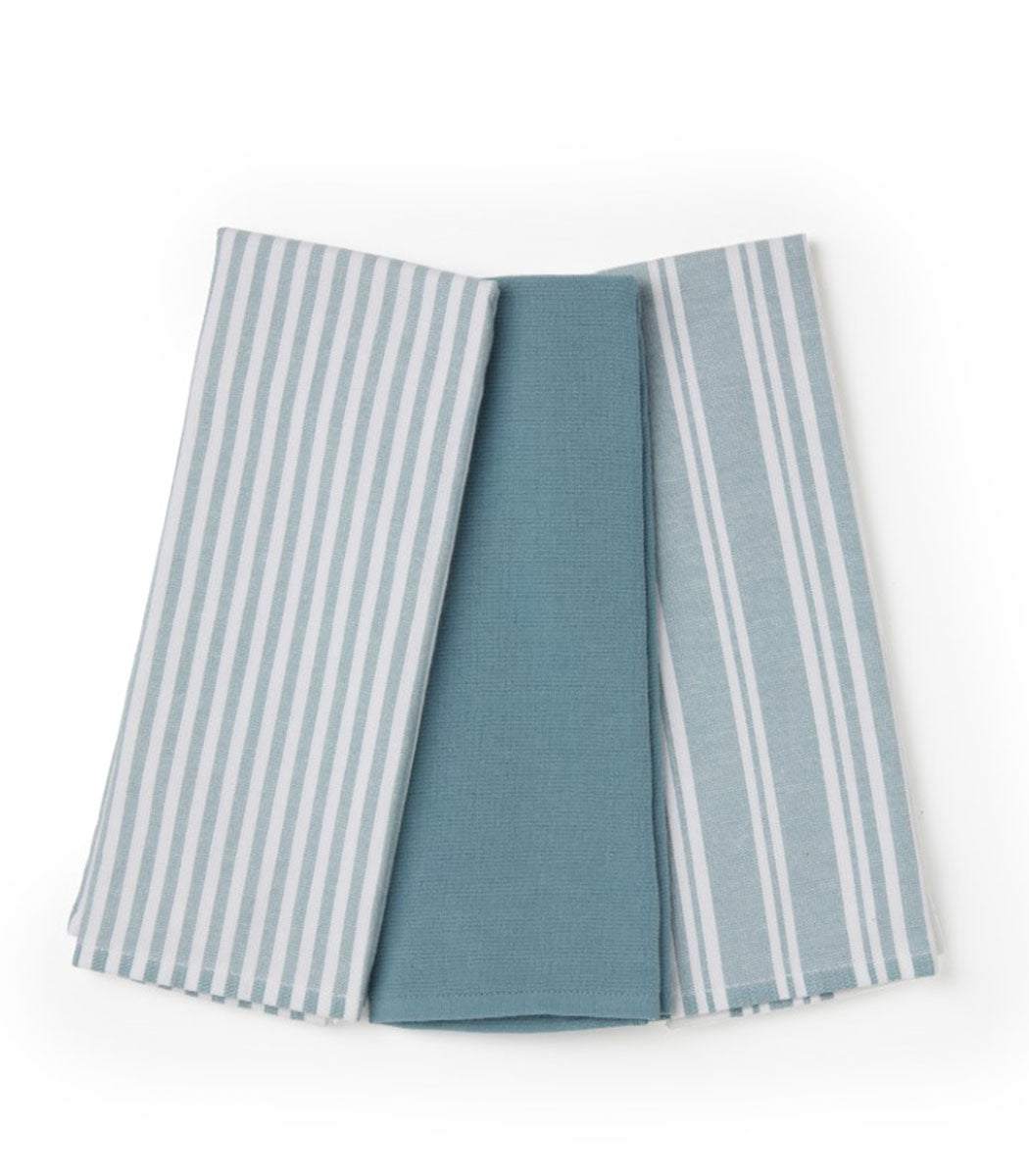 סט 3 מגבות מטבח, דגם תמר - כחול