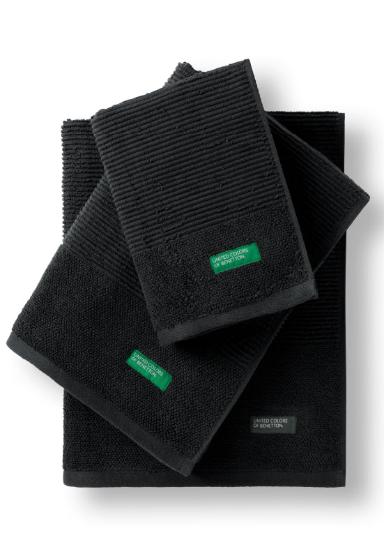 Benetton RIBS, מגבות כותנה פרימיום - שחור