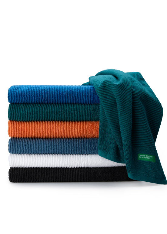 Benetton RIBS, מגבות כותנה פרימיום - שחור