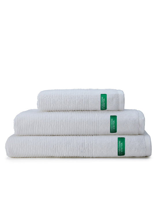 Benetton RIBS, מגבות כותנה פרימיום - לבן