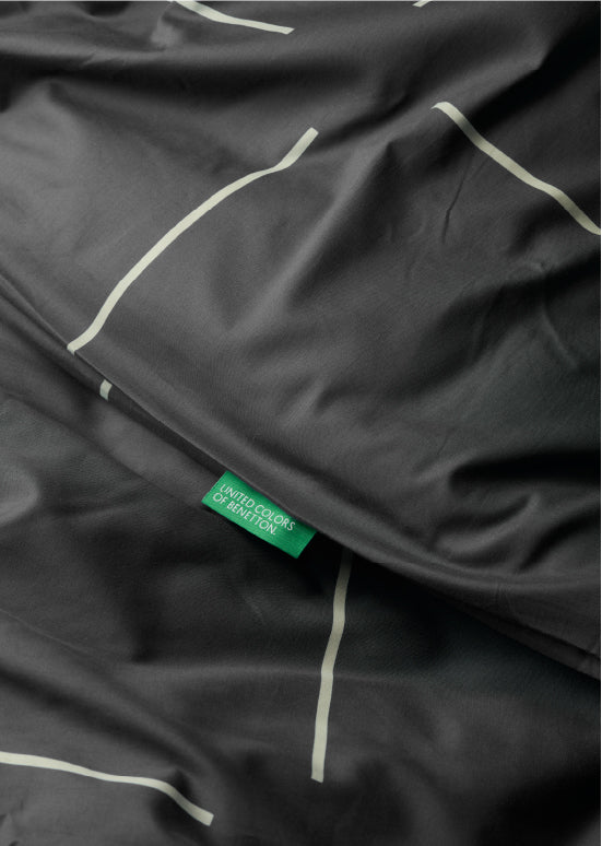 סט מצעי Benetton , ריבועים  -  שחור לבן