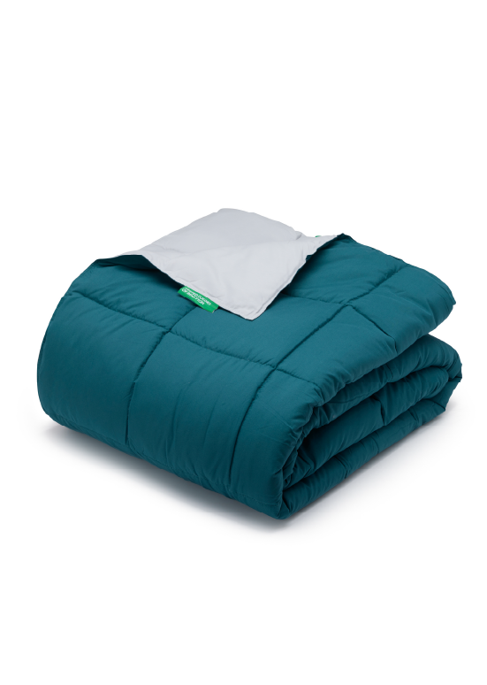 שמיכת מעבר דו־צדדית Benetton -  ירוק ואפור