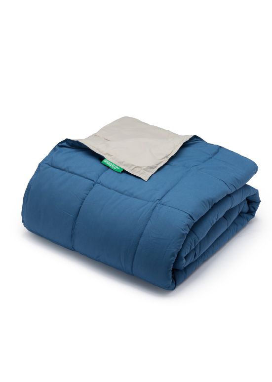 שמיכת מעבר דו־צדדית Benetton -  פטרול/אבן