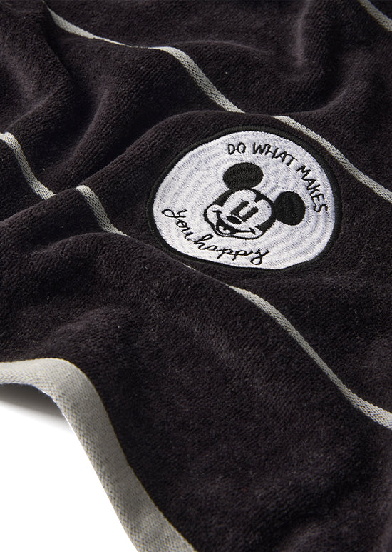 מגבת ילדים ג'קארד, מיקי פסים - שחור