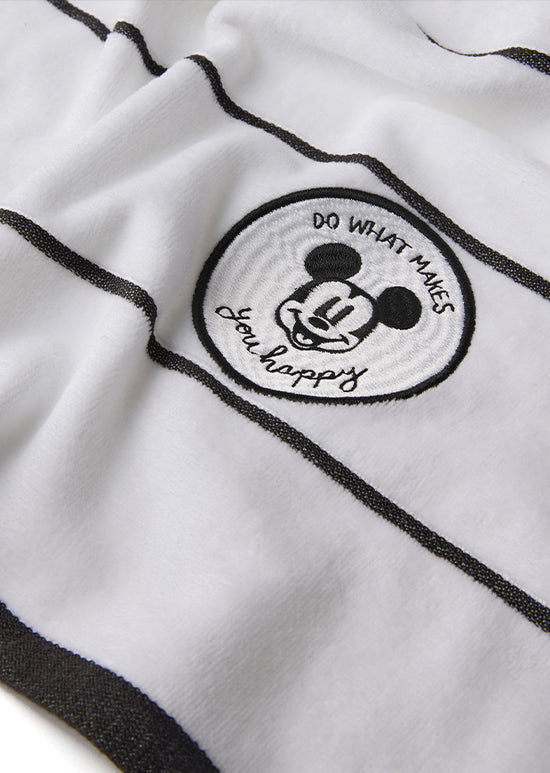 מגבת ילדים ג'קארד, מיקי פסים  - לבן